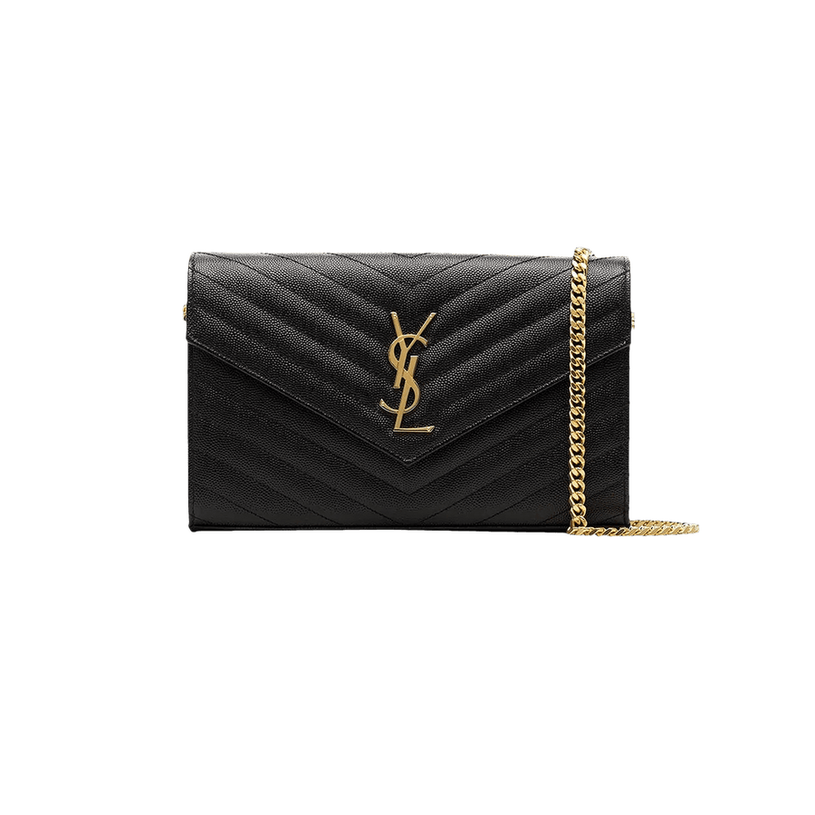 Saint Laurent Medium Matelassé Leather Wallet On Chain Nero
