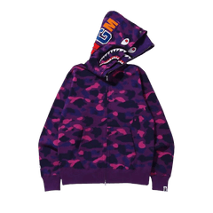 BAPE Color Camo Shark Wide Full Zip Double Hoodie Purple