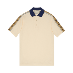 Gucci Polo With Interlocking G Stripe Off White