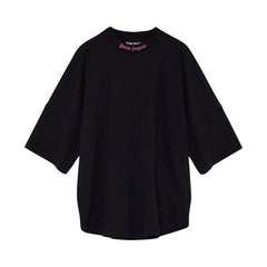 Palm Angels Double Logo Overszied Black Fuchsia T-Shirt