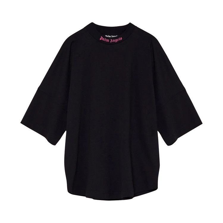 Palm Angels Double Logo Overszied Black Fuchsia T-Shirt