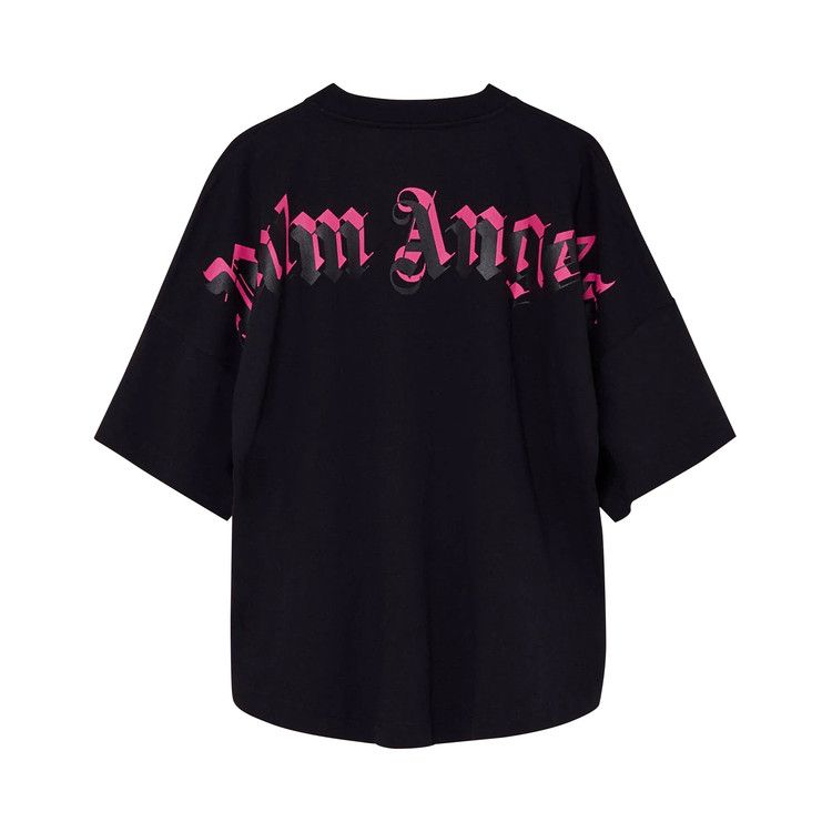 Palm Angels Double Logo Overszied Black Fuchsia T-Shirt