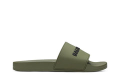 Balenciaga Pool Slides Khaki Black 3D Logo
