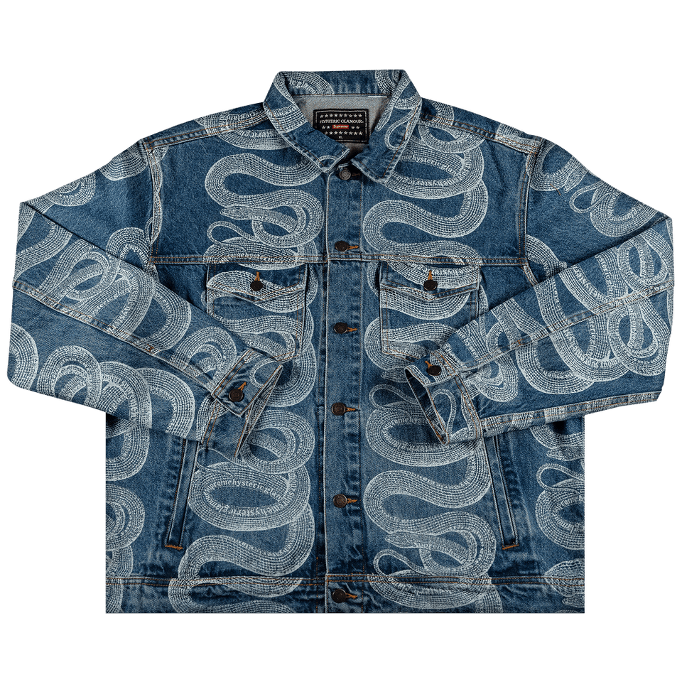 Supreme x Hysteric Glamour Snake Denim Trucker Jacket Blue
