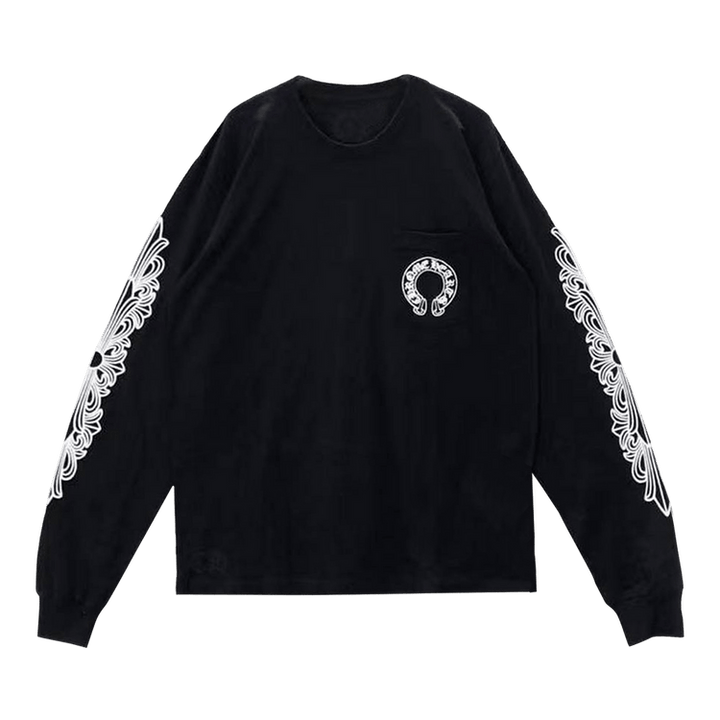 Chrome Hearts Horseshoe Long-Sleeve T-Shirt Black/White
