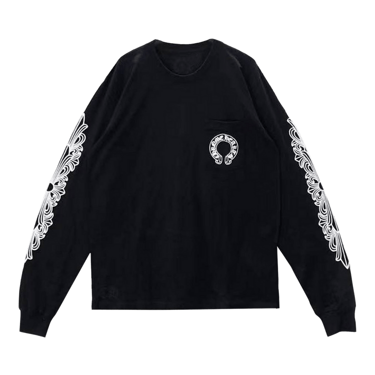 Chrome Hearts Horseshoe Long-Sleeve T-Shirt Black/White