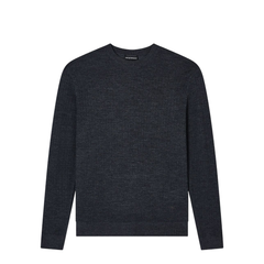 Dark Grey Textured Knit Round Neck Long Sleeve Top