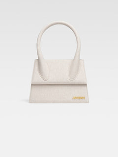 Jacquemus The Large Chiquito Linen Structured Bag Light Greige