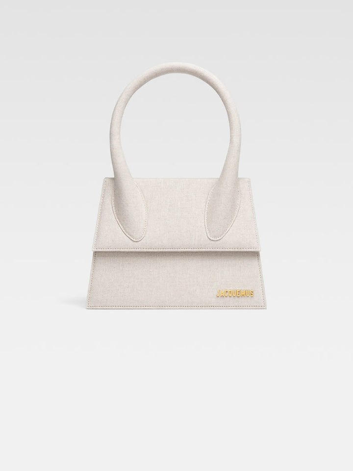 Jacquemus The Large Chiquito Linen Structured Bag Light Greige