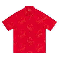 Supreme Scorpion Jaquard Shorts-Sleeve Shirt Red
