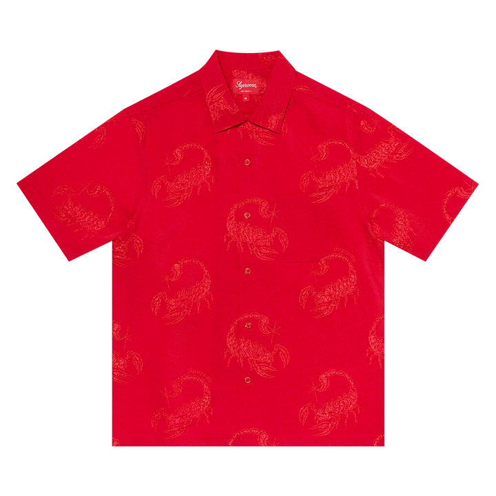 Supreme Scorpion Jaquard Shorts-Sleeve Shirt Red