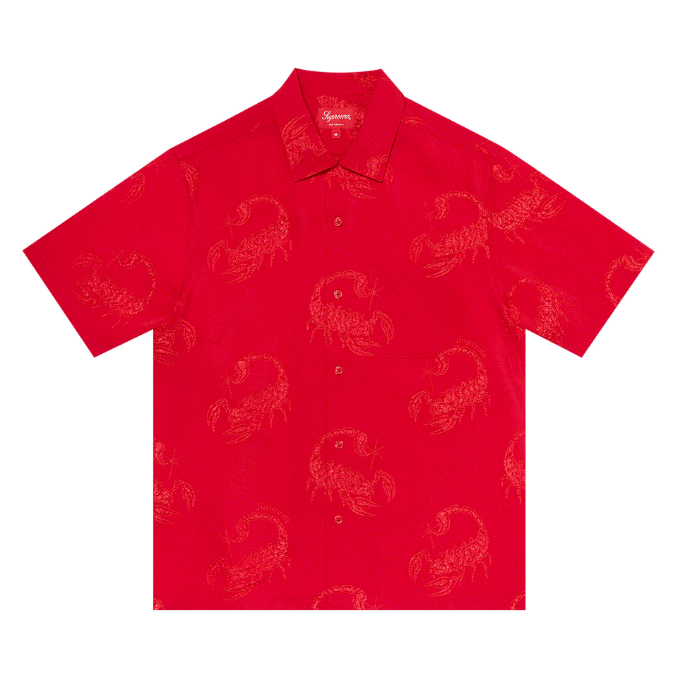 Supreme Scorpion Jaquard Shorts-Sleeve Shirt Red