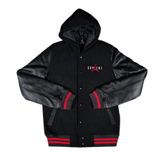 Supreme x Jordan Hooded Varsity Jacket Black