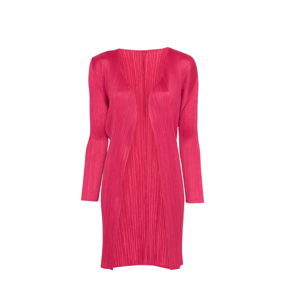Pleated Cardigan In Pink