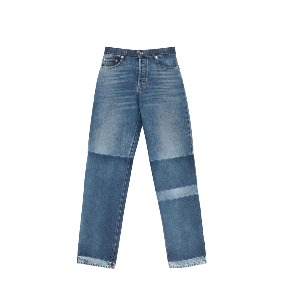 Two-toned denim pant in light blue
