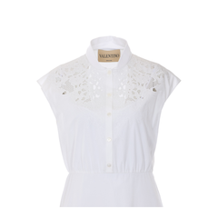 Embroidered Poplin Midi Dress - White