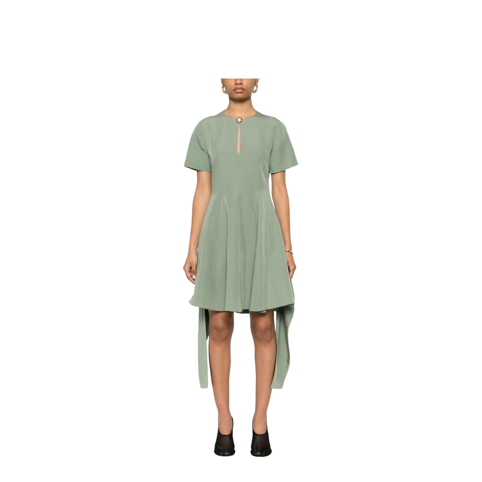 Pebble Dress in Viscose and Linen - Green