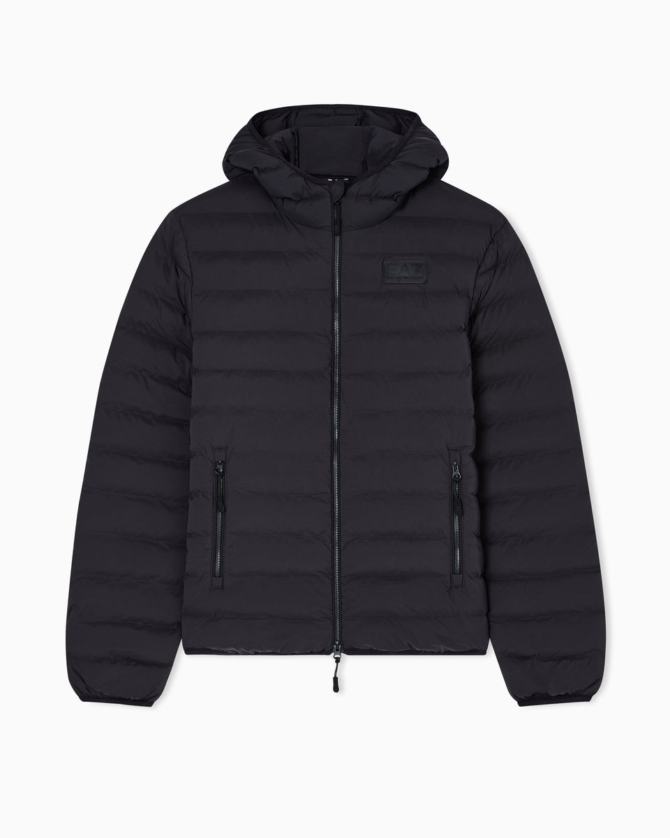 EA7 Water-resistant Winter jacket with a fixed hood