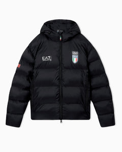 EA7 Padded top in ripstop with hood and Italia print Olympics