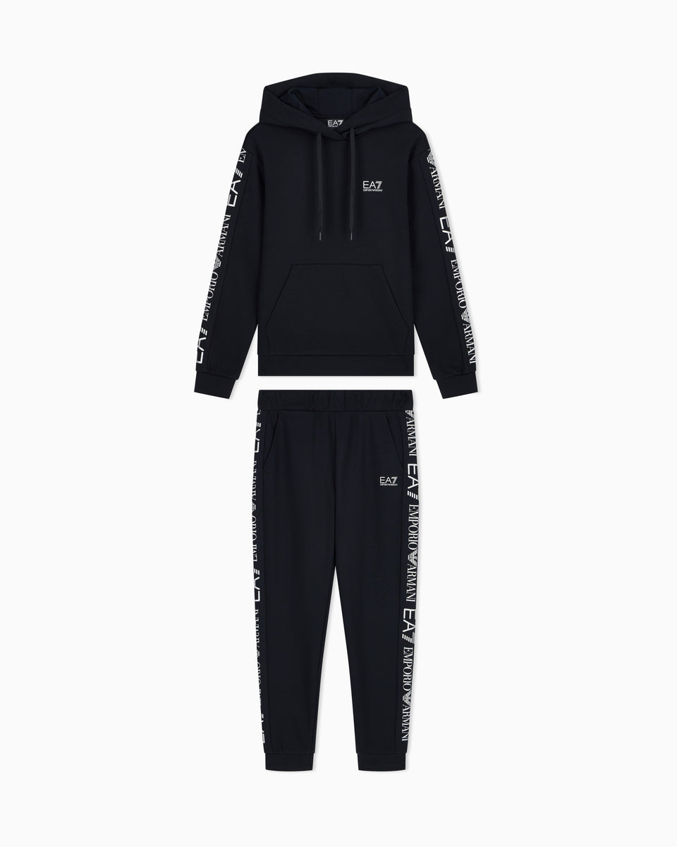 EA7 Cotton suit tracksuit with a hood and logo tape Tracksuit