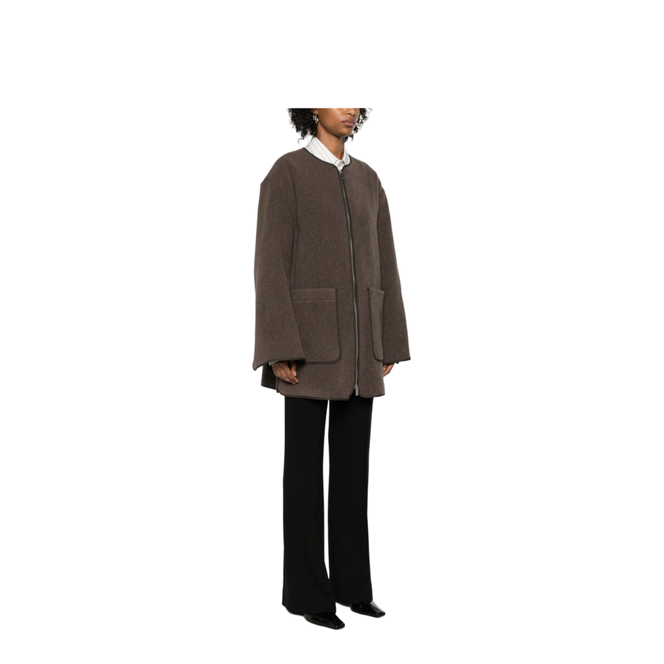Wool Zipped Jacket Brown