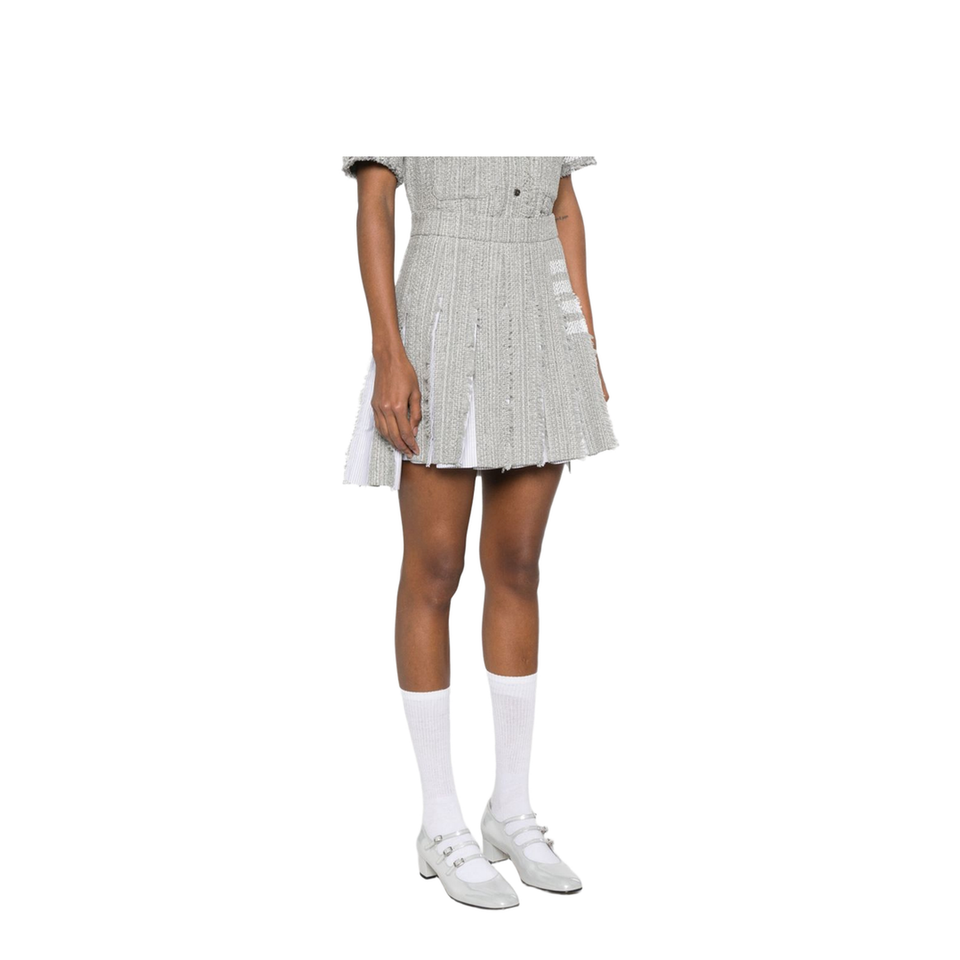 Pleated Tweed Skirt