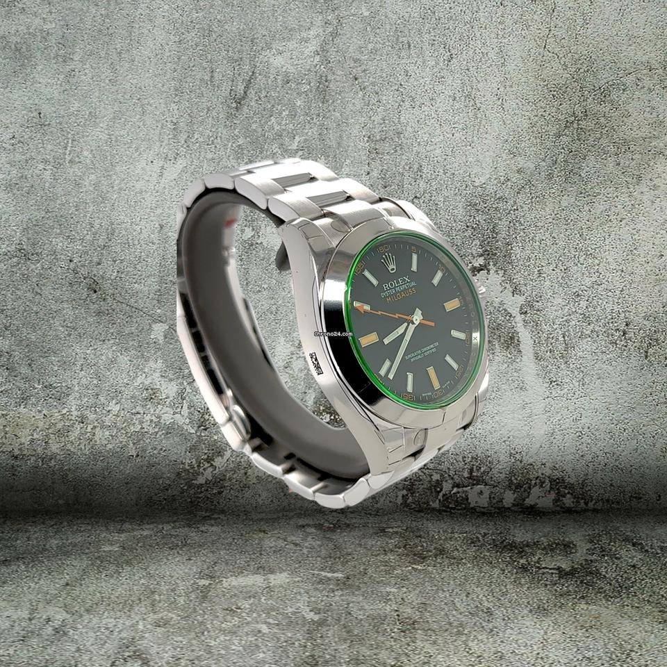 Rolex | Milgauss | ROLEX 116400GV FULL STICKERS MK1 FULL SET BLACK GREEN GLASS | Steel | 40 mm | Steel | Black | Automatic