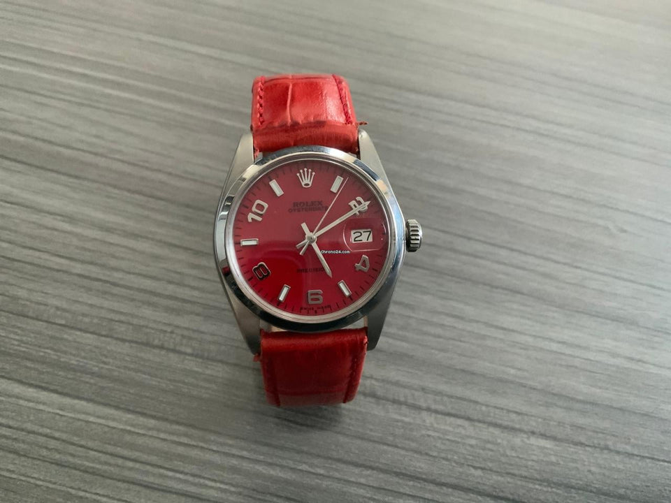 Rolex | Oysterdate Precision | 6494 | Steel | 34 x 42 mm | Leather | Red | Manual winding