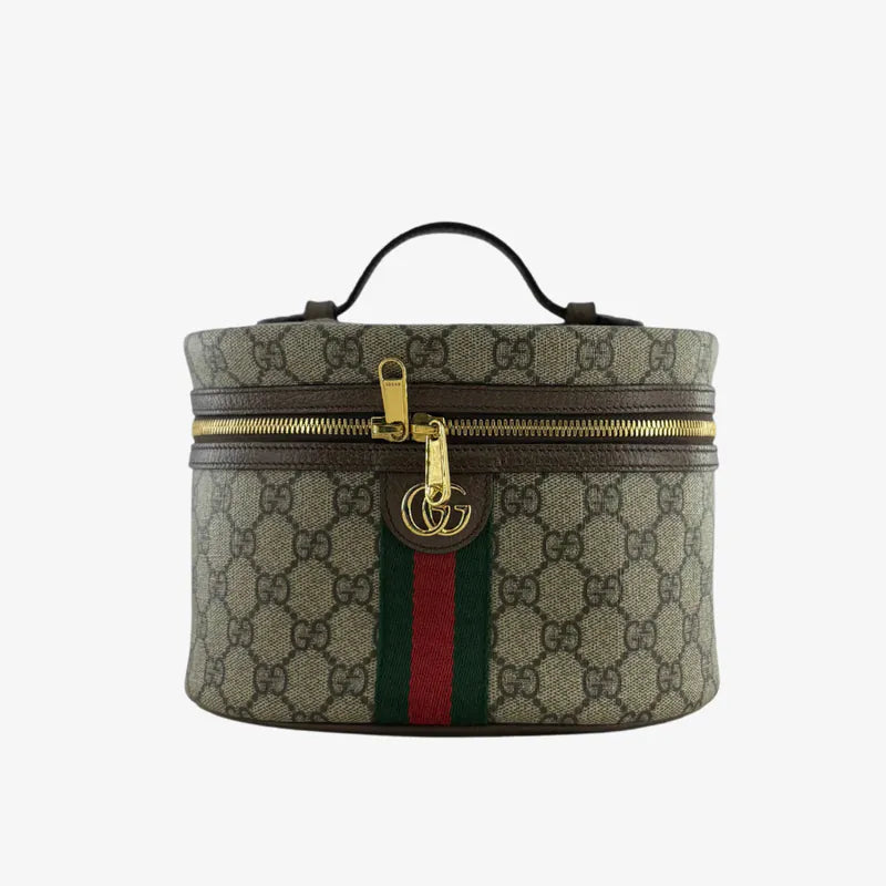C571 - Gucci Brown Canvas Monogram Vanity Case