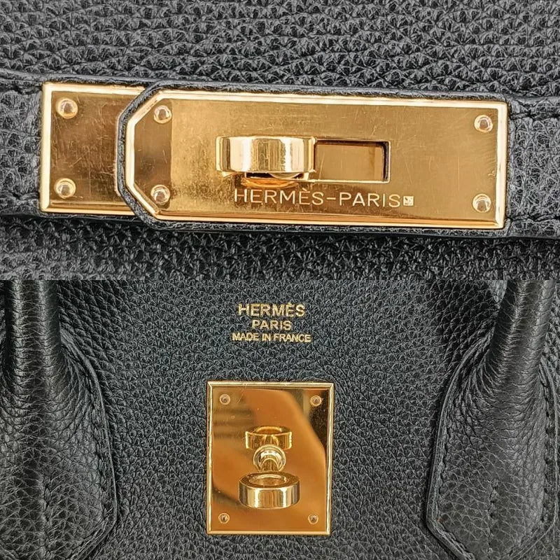 RA075 - HERMES Birkin 30 Black Taurillon Clemence Leather Handbag