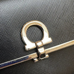 JC203 - SALVATORE FERRAGAMO Calfskin Black Long Wallet