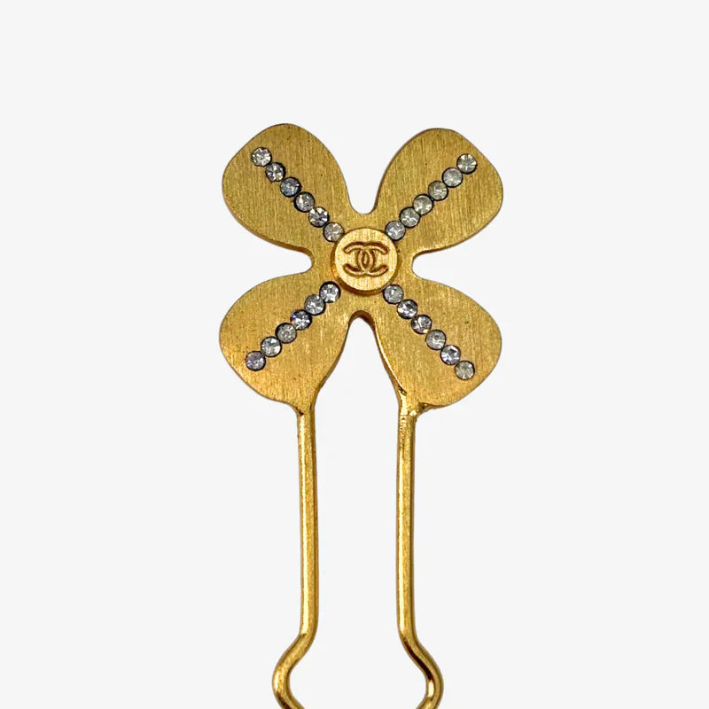 RC816 - CHANEL Gold Plated Trefle Hairpin