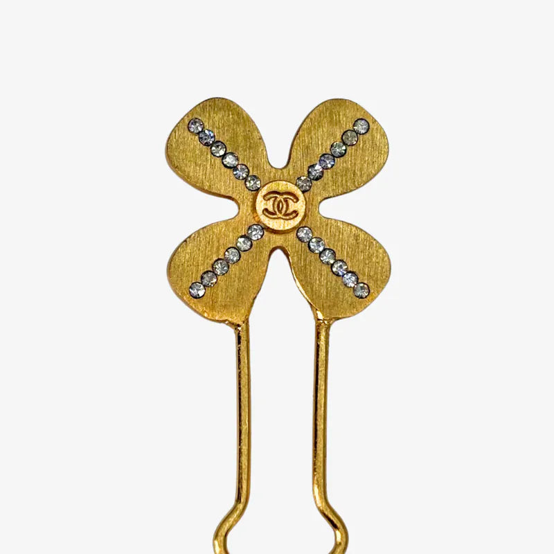 RC816 - CHANEL Gold Plated Trefle Hairpin