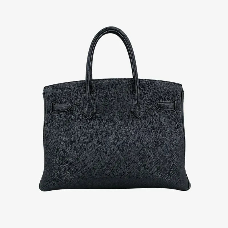 RA075 - HERMES Birkin 30 Black Taurillon Clemence Leather Handbag