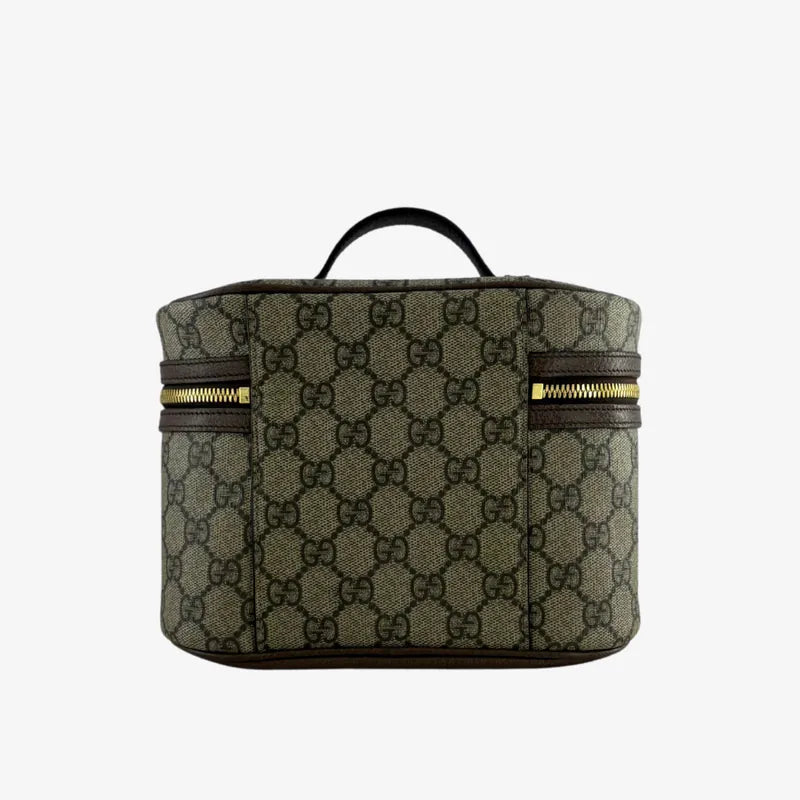 C571 - Gucci Brown Canvas Monogram Vanity Case