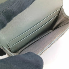 JT431 - CHRISTIAN DIOR Gray Oblique Jacquard Saddle Flap Card Holder
