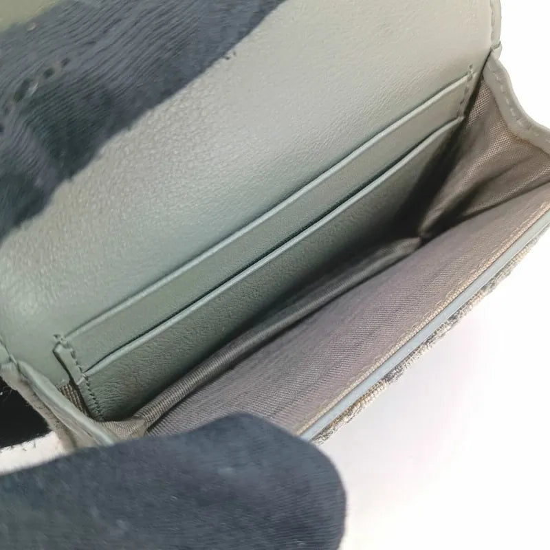 JT431 - CHRISTIAN DIOR Gray Oblique Jacquard Saddle Flap Card Holder