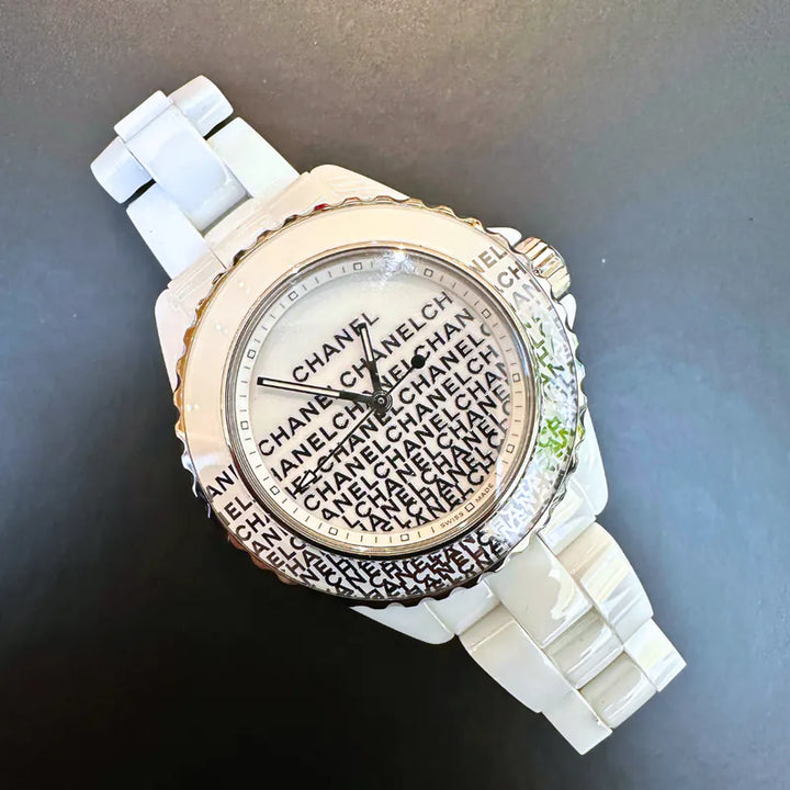 RB309 - CHANEL White Stainless Steel Ceramic J12 H7419 Quartz Women's Wristwatch - 34 mm