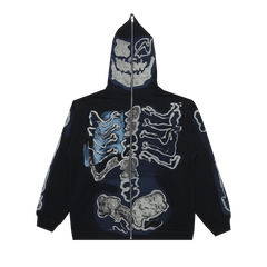 Cactus Jack by Travis Scott For Fragment Skeleton Graffiti Full Zip Hoodie Black