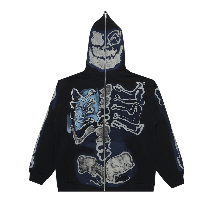 Cactus Jack by Travis Scott For Fragment Skeleton Graffiti Full Zip Hoodie Black