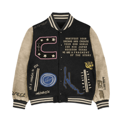 Cactus Jack by Travis Scott For Fragment Manifest Letterman Jacket Black