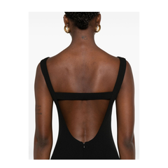 Black Boat Neck Sleeveless Maxi Dress