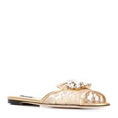 Lace Sandals with Crystals