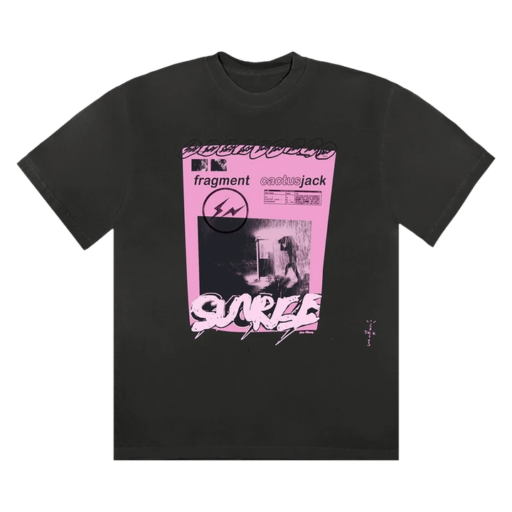Cactus Jack by Travis Scott For Fragment Pink Sunrise T-Shirt Black