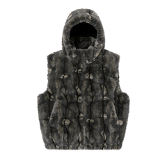 Supreme Faux Fur Hooded Vest Black