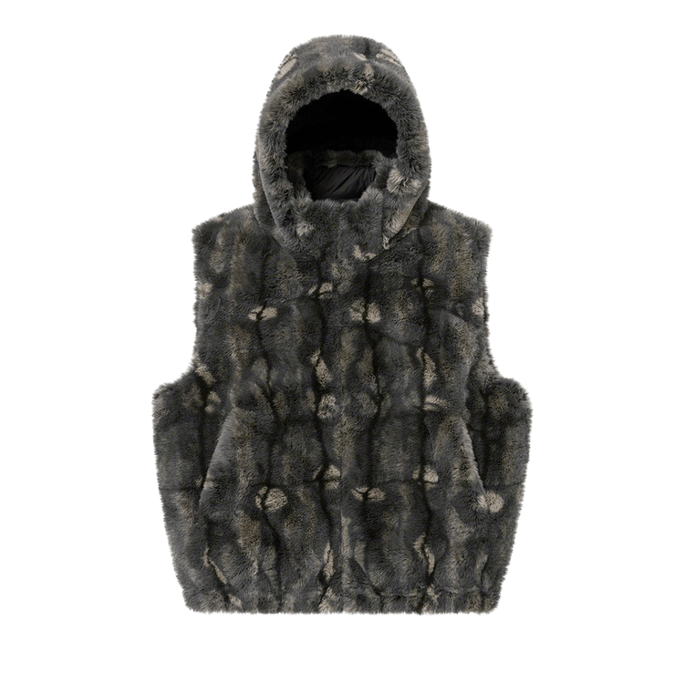 Supreme Faux Fur Hooded Vest Black