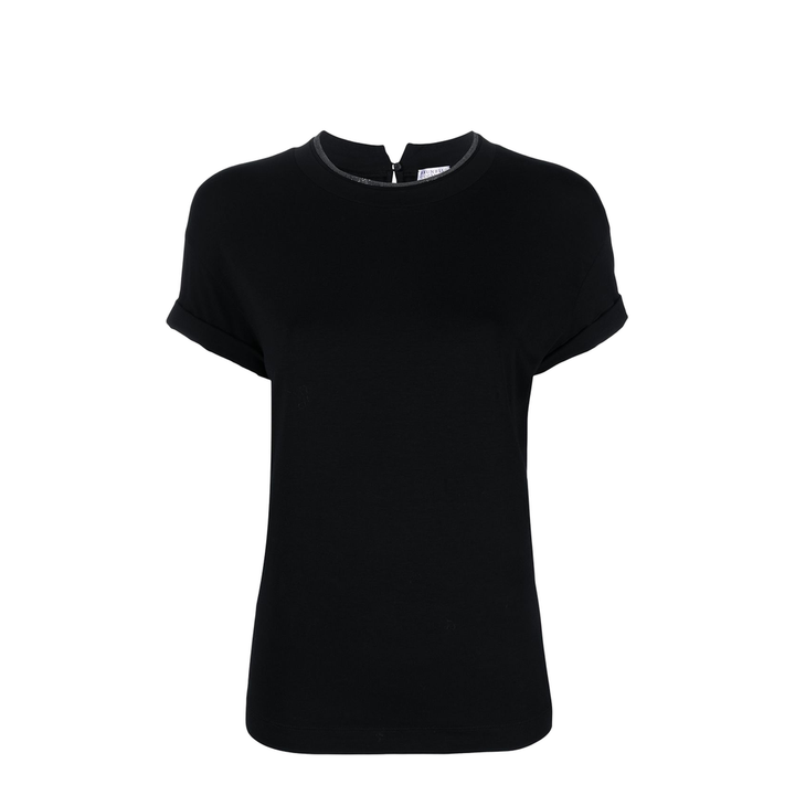 Monili-Detailed Cotton T-Shirt