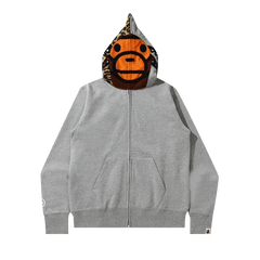 BAPE Milo Shark Full Zip Hoodie Grey