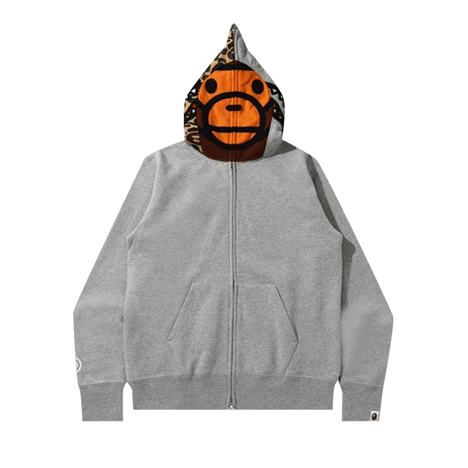 BAPE Milo Shark Full Zip Hoodie Grey