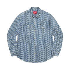 Supreme Monogram Denim Shirt Blue